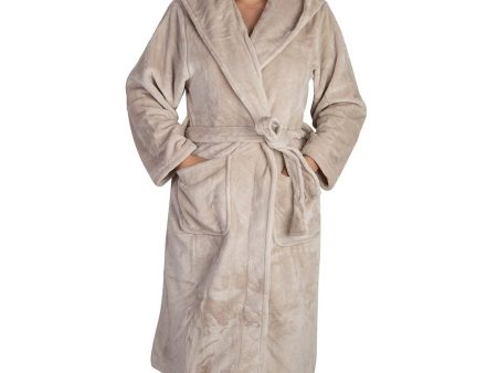 Brogo Microfiber Supersoft Hooded Bathrobe Sand L XL Hot on Sale