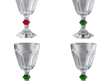 Mario Luca Giusti Rolling Stones Wine Glass Set of  4 - 3 Green 1 Red Discount