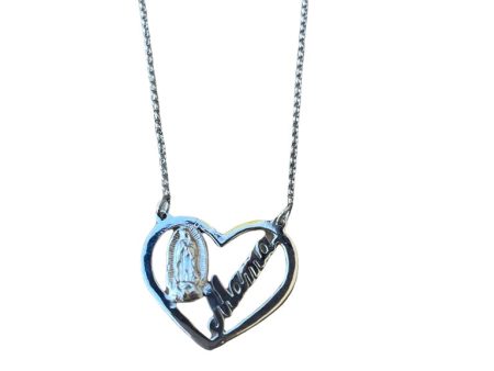 Collar de corazón con la palabra   mamá    y Medalla Virgen de Guadalupe Cheap