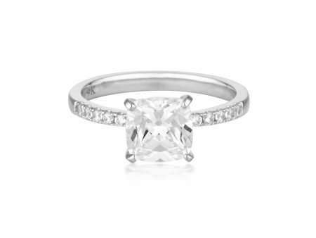 Georgini Gold Cushion Cut 1.5tcw Moissanite Engagement Ring In 9ct White Gold Hot on Sale