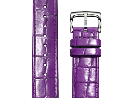 Purple Italian Leather Strap (croc pattern)   Silver Color Buckle Supply