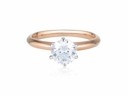 Georgini Gold Round Brilliant Cut 1.25ctw Moissanite Solitaire With Knife Edge Band In Rose Gold on Sale