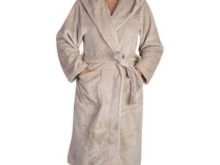 Brogo Microfiber Supersoft Hooded Bathrobe Sand S M Sale