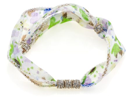 Giora  Soft Silk Bracelet with Swarovski Crystals White For Cheap