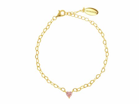 Georgini Sweetheart Heart Chain Bracelet Pink Gold Online now