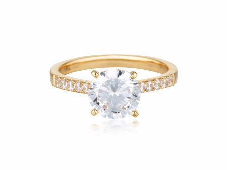 Georgini Gold Round Brilliant Cut 2ct Moissanite Engagement Ring In 9ct Yellow Gold For Discount