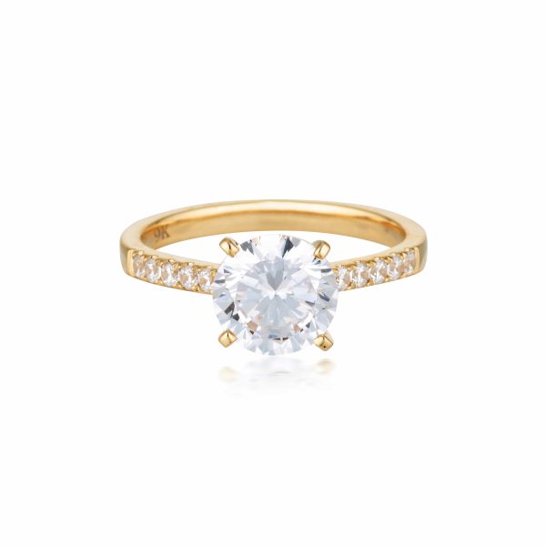 Georgini Gold Round Brilliant Cut 2ct Moissanite Engagement Ring In 9ct Yellow Gold For Discount