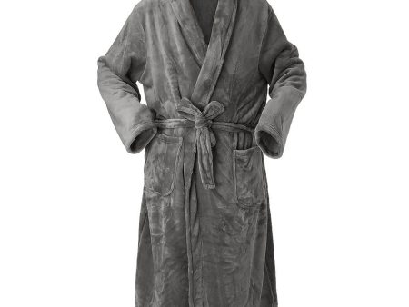 Brogo Microfiber Supersoft Woven Bathrobe Grey L XL For Sale