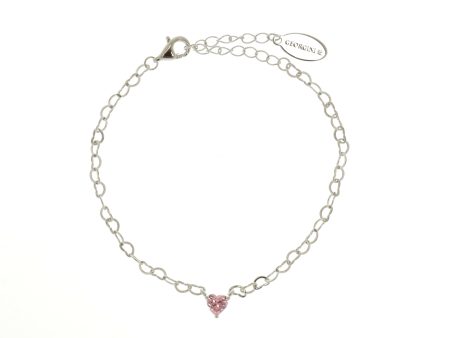 Georgini Sweetheart Heart Chain Bracelet Pink Silver Hot on Sale