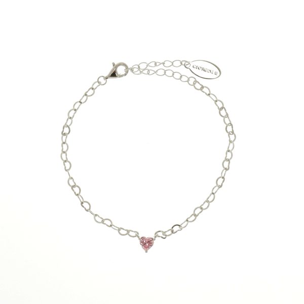 Georgini Sweetheart Heart Chain Bracelet Pink Silver Hot on Sale