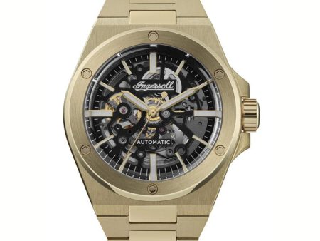 Ingersoll The Baller Automatic Black Dial Gold Stainless Steel Strap Watch Fashion