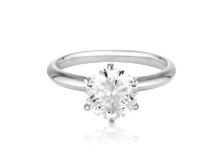 Georgini Gold Round Brilliant Cut 2ct Moissanite Solitaire With Knife Edge Band In White Gold Online now