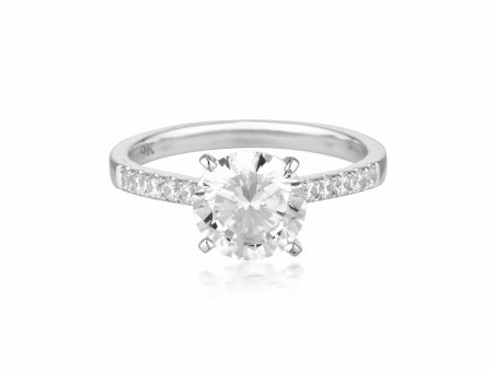 Georgini Gold Round Brilliant Cut 2ct Moissanite Engagement Ring In 9ct White Gold Supply