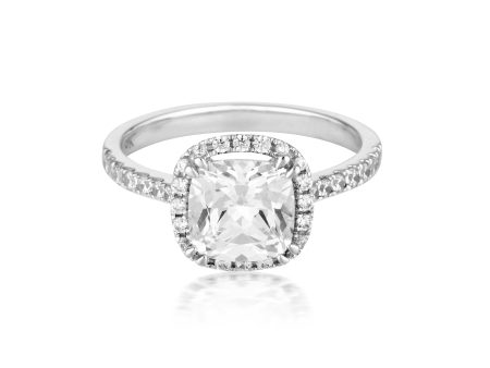 Georgini Gold Cushion Cut Halo 1.5tcw Moissanite Engagement Ring In 9ct White Gold Online now