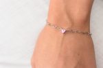 Georgini Sweetheart Heart Chain Bracelet Pink Silver Hot on Sale