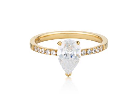 Georgini Gold Pear Cut And Round Brilliant 1.5ctw Engagement Ring In 9ct Yellow Gold Online now