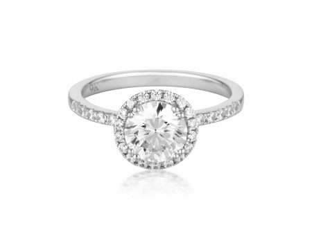 Georgini Gold Round Brilliant Cut 1.25ctw Halo Moissanite Engagement Ring In 9ct White Gold Cheap