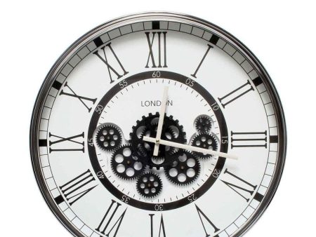 London Modern Moving Cogs Clock Black & White Online