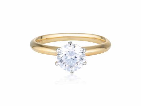 Georgini Gold Round Brilliant Cut 1.25ctw Moissanite Solitaire With Knife Edge Band In Yellow Gold Online Hot Sale