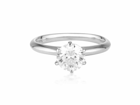 Georgini Gold Round Brilliant Cut 1.25ctw Moissanite Solitaire With Knife Edge Band In 9ct White Gold Fashion