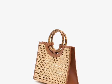 My Style Bags Handbag Medium Straw Woven Bamboo Handle Online