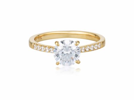 Georgini Gold Round Brilliant Cut In 1.25ctw Moissanite Engagement Ring In 9ct Yellow Gold Online Hot Sale