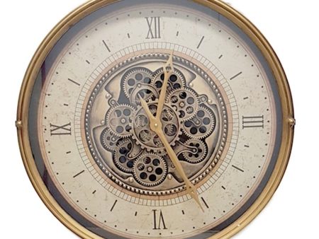 Compass 60cm Moving Cogs Wall Clock - Gold Online