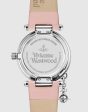 Vivienne Westwood Orb Pastelle Watch Pale Pink Leather Strap Silver Case With Swarovski Charm Online now