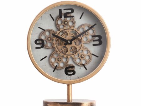 Kia Free Standing Industrial Moving Cogs Desk Clock - Gold Online