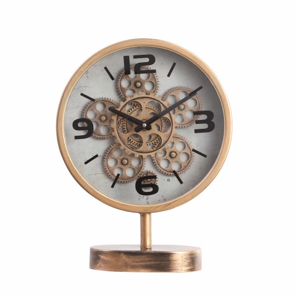 Kia Free Standing Industrial Moving Cogs Desk Clock - Gold Online