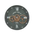 Boston Navy D40cm Round Moving Cogs Wall Clock - Army Metal Green Discount