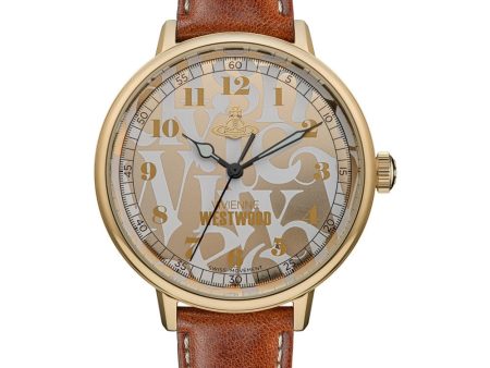 Vivienne Westwood Cavendish Gold 48mm Brown Leather Watch For Discount