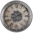 Basset Round Industrial Moving Cogs Wall Clock Grey Wash Supply