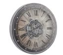 Basset Round Industrial Moving Cogs Wall Clock Grey Wash Supply