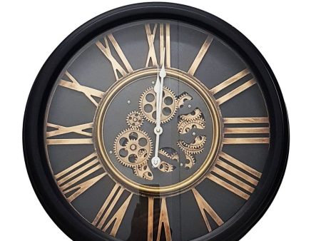 William Round 52cm moving cogs wall clock - Black Fashion