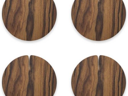 Lignis Nelumbo Coaster Large Set Of 4, Warm Rosewood For Sale