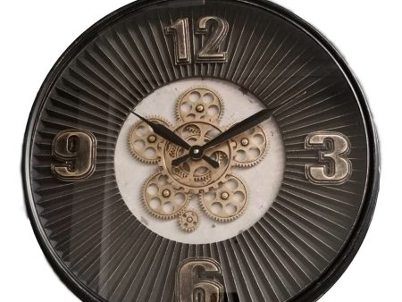 Aviator Gold Round Maxim Ribbed Exposed Gear Clock Hot on Sale