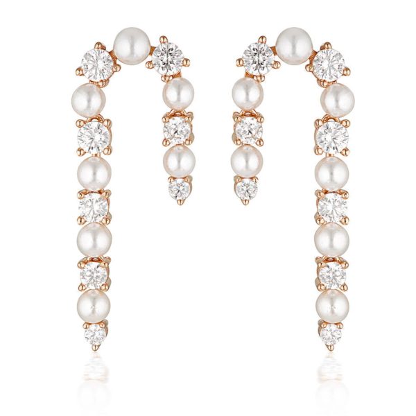 Georgini Noel Nights Candy Cane Pearl Earrings Rose Gold Online