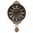 Wild West D40cm Pendulum Moving Cogs Wall Clock - Gold w Black Cheap