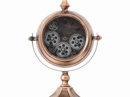 Copernico Free Standing Moving Cogs Table Clock - Rose Gold Copper Supply