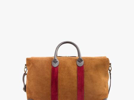 My Style Bags Harvard Twin Deluxe Suede Duffel Travel Bag in Leather Bordeaux Stripes Unisex Fashion