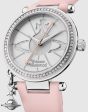 Vivienne Westwood Orb Pastelle Watch Pale Pink Leather Strap Silver Case With Swarovski Charm Online now