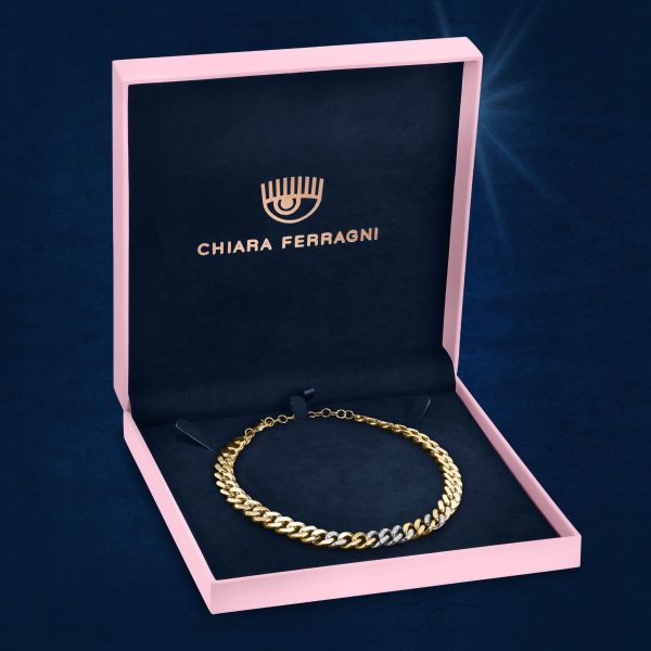 Chiara Ferragni Chain Collection Full Pave Necklace on Sale