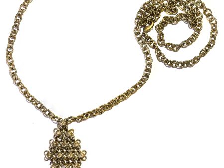 Giora  Rhombus Pendant Necklace in Bronze With Swarovski Crystals For Sale