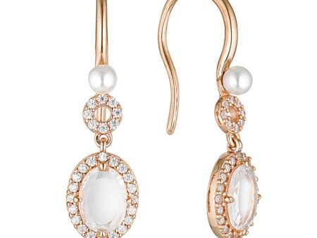 Georgini Noel Nights Sliced Stone Pearl Drop Earrings Rose Gold Online Hot Sale