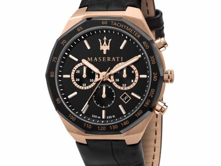 Maserati Stile Black Chronograph Watch Rose Gold Online Sale