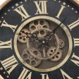 Wild West D40cm Pendulum Moving Cogs Wall Clock - Gold w Black Cheap