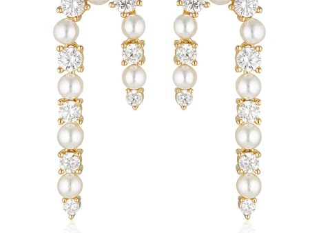 Georgini Noel Nights Candy Cane Pearl Earrings Gold Sale