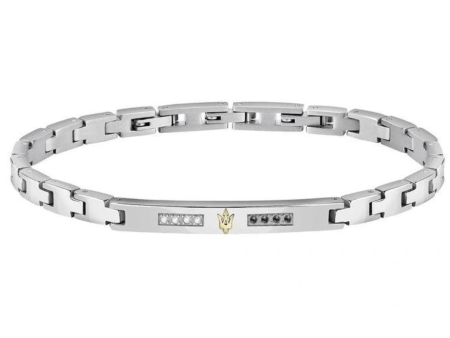 Maserati Jewels Silver Bracelet With White & Black Zircons Sale