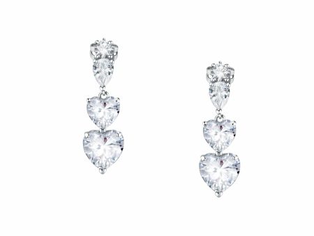 Chiara Ferragni Diamond Heart White Tri-stone Earrings For Discount